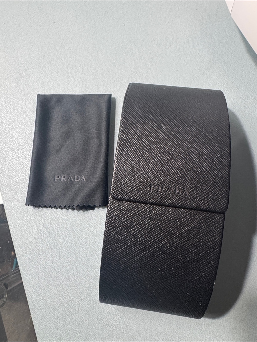 Prada Black Saffiano Eyewear Case with Branded Cleaning Cloth